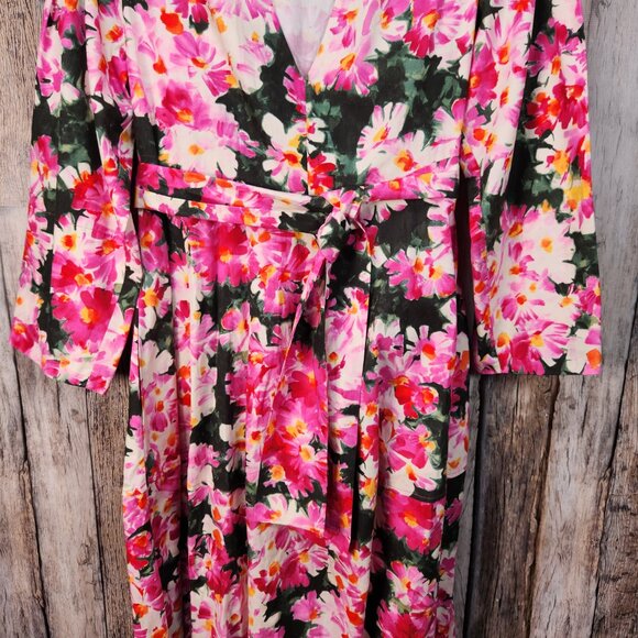 ZARA Pink Floral Print Midi Belted Dress - M - Picture 8 of 15